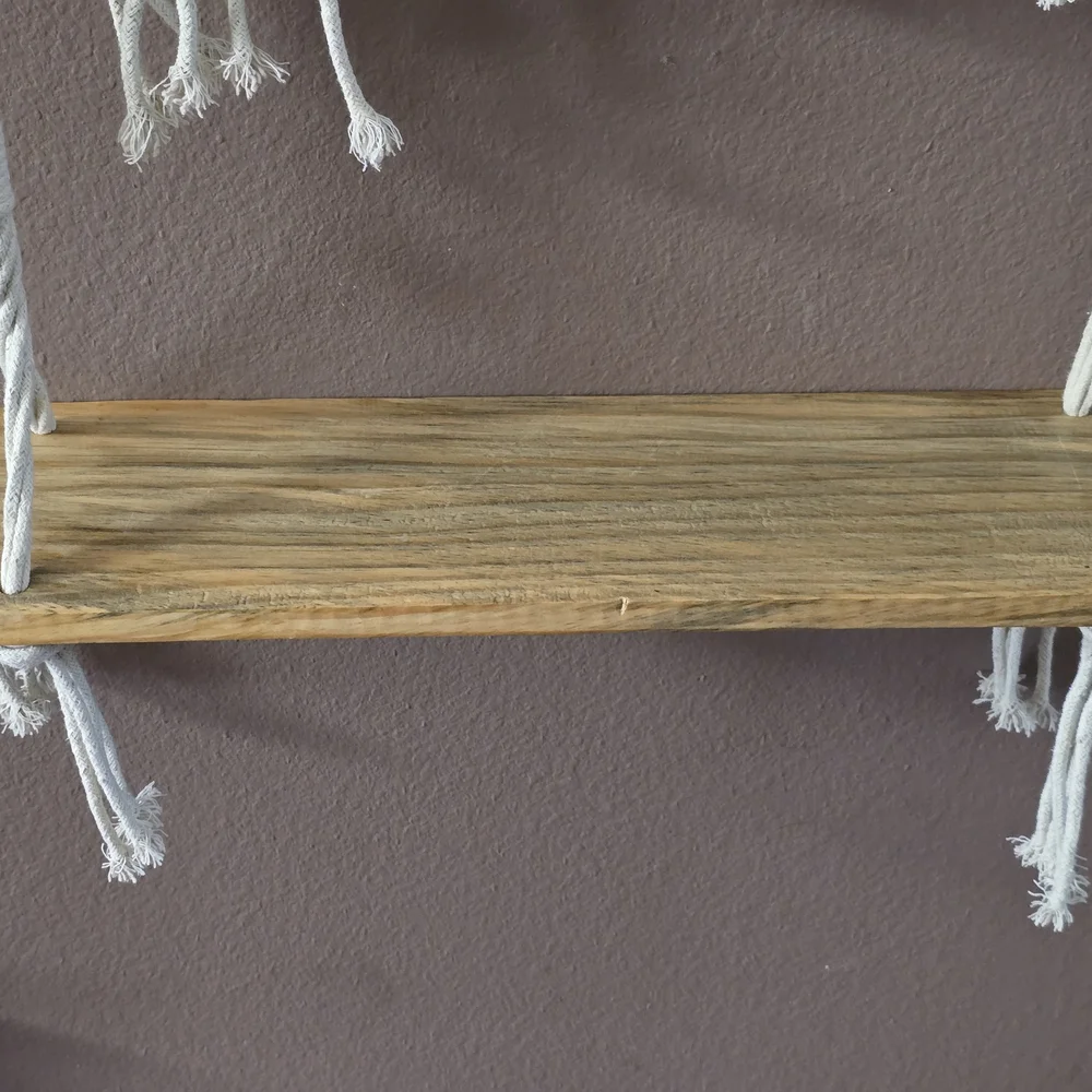 Boho Macrame hanging wall shelf